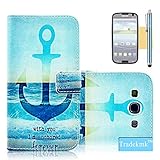 Galaxy S3 Case, Tradekmk(TM) Latest Fashion Luxury PU Leather Folio Magnet Wallet Stand Case Cover [Huge Upright Anchor] Compatible with Samsung Galaxy S3 i9300-[+Stylus+Screen Protector+Cleaning Cloth]