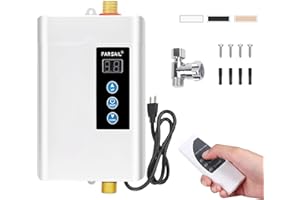 SANHESHUN Tankless Water Heater Electric,110v 3000w Instant Water Heater with Remote Control, Water Temperature Regulating and Adjustable Temperature, LCD Digital Display for Kitchen and Bathroom,White