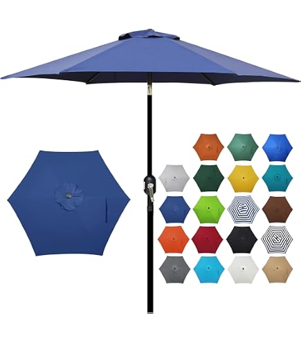 garden treasures blue paisley market 7.5-ft patio umbrella Blissun 7.5 ft Umbrella, Yard Umbrella, Outdoor with Push Button Tilt Crank (Navy Blue) Highway 1 Classic low-cost Fiona Garden Paisley round Color:Watermelon Pepper Bag-2