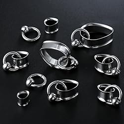 Twolobes 1 pair Silver Ear Gauges Drop Pattern with