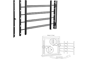 HOUSAGIES Grisham PP SPAG Window Security Bars with Quick-Release Egress, (Black, 4Bar)18''H x 22''- 42'' Adjustable Width Window Safety Guards for Children, Tubular Steel, Rust Resistant