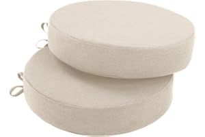 Topotdor Round Outdoor Bistro Chair Cushions Set of 2, Waterproof Patio Chair Cushions for Outdoor Furniture, Round Seat Chair Pads with Ties for Patio Garden Dining, 15"x15"x3", Beige