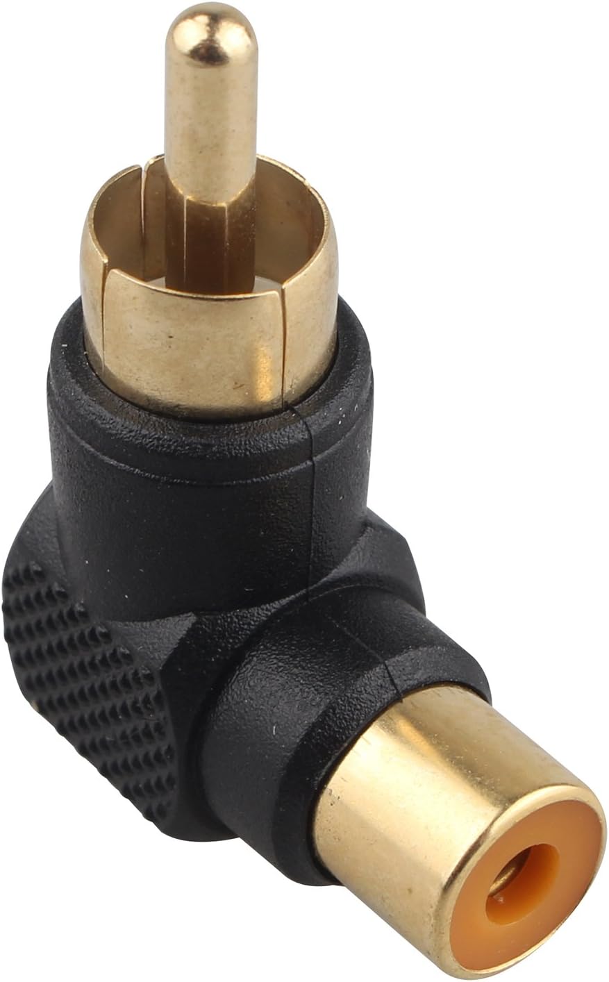 Futheda 2PCS RCA Phono Adaptor Male to Female Right Angled (90 Degree) Adapter, Gold - Image 3