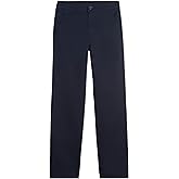 Nautica Boys' School Uniform Twill Chino Khaki Pants, Flat Front, Comfortable Waistband with Zip Closure & Stretch