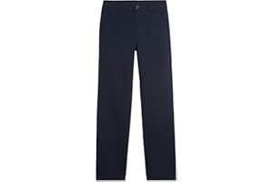 Nautica Boys' School Uniform Twill Chino Khaki Pants, Flat Front, Comfortable Waistband with Zip Closure & Stretch