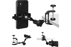 Mippko iPhone Mount for Desk/Table/Rod/Kitchen Cabinet,360°Adjustable Aluminum Alloy Phone Stand,Clip Holder Compatible with 3.5~7.5" iPhone/Nexus/HTC/Huawei/Smartphone