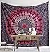 Madhu International Hippie Mandala Tapestry Bohemian Psychedelic Peacock Mandala Cotton Twin Size Tapestry Wall Hanging 54” x 82” Inches, Purple Pink