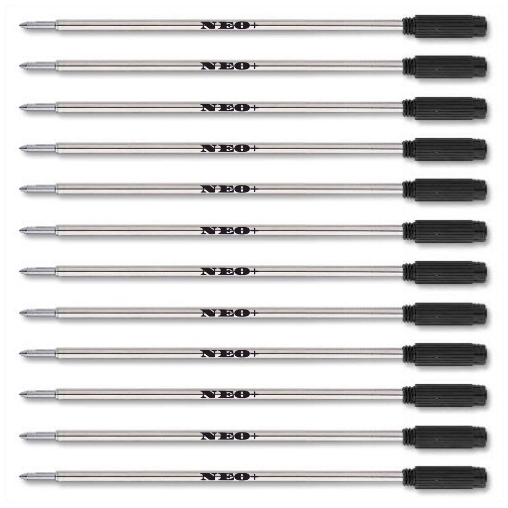 NEO+ Ballpoint Pen Refills Black – 12 Pack – Medium Tip 1.0 mm – Standard Size 117 mm – Smooth Writing – Compatible with Cross Ballpoint Pens – Model 8513