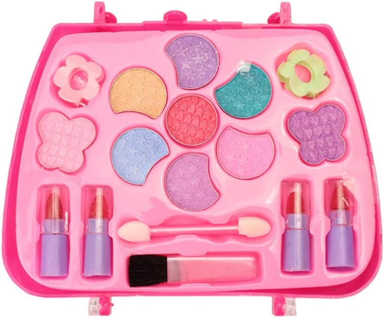 Gorei Girls Pretend Play Makeup Set for Children, Princess Kids Toy Cosmetic Pretend Play Kit Girl Gift with Case for Toddlers Girl 2 3 4 5 6 Year Old