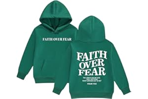 Faith Over Fear Hoodie Kids Christian Hoodies for Boys Girls Inspirational Religious Youth Christian Hoodie Preppy