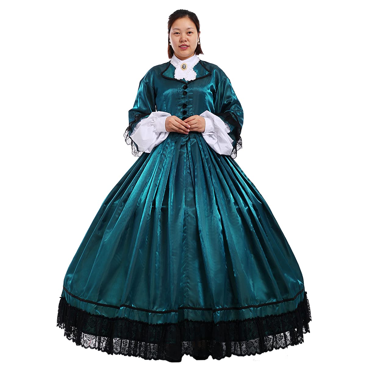COSDREAMER Womens Renaissance Dress Victorian Edwardian costume Gothic Dress (Navy blue, L)