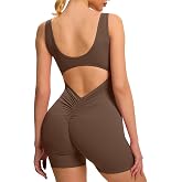 speerise Sleeveless One Piece Workout Jumpsuit V Back Romper Tank Bodysuit | Sexy Backless, Scrunch, tummy control, Butt lifting, Removable Pads, Gym, Yoga, Versatile Wear