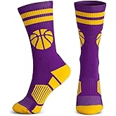ChalkTalkSPORTS Basketball Performance Crew Socks - Multiple Colors - Youth & Adult - Elite Basketball Mid-Calf Socks