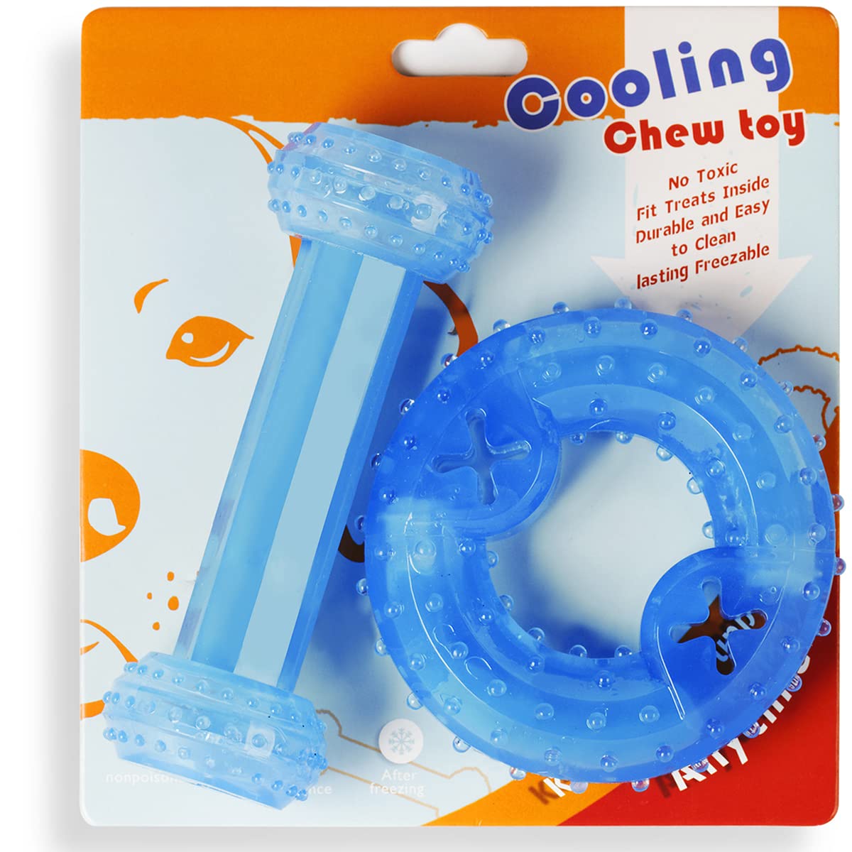 SPOFLY Puppy Teething Chew Toys - Freezable Teething Ring & Bone Set (Blue) — image 1