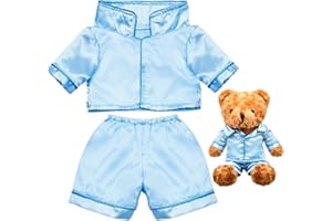 Skicuff 2 Pcs Bear Clothes Outfit Fit Most 12-16 Inch Stuffed Clothing Cute Plush Doll Clothes Plushy Bear Pajamas for Stuffed Make Your Own Plush Bears(Solid Style,Light Blue)