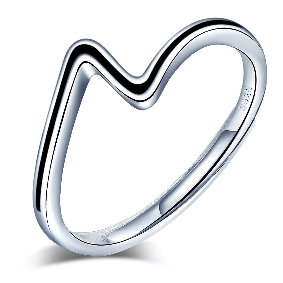 Ocean Wave Thin Swirl Thumb Rings 925 Sterling Silver Knuckle Nail Midi Open Adjustable Rings for Women Girls Christmas NewYear Gifts