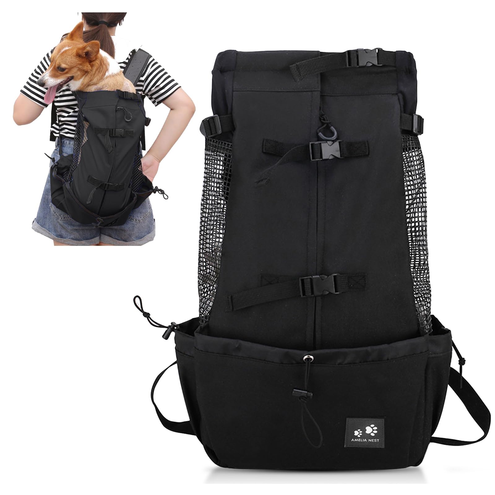 PETCUTE Dog Cat Carrier Backpack dog travel bag backpack for Puppy cat Breathable pet carrier bag with Adjustable bag mouth waterproof backpack for pet Up to 10KG
