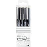 Copic Markers Multiliner Gray Pigment Based Ink, 4-Piece Set