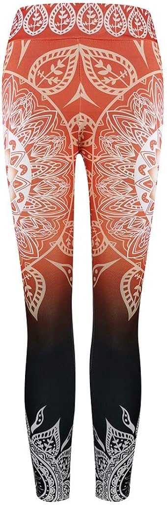 VEZAD Store Women's Tummy Control Yoga Pants Exercise Fitness Printed High-Waist Leggings: Clothing