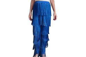Whitewed Long Fringe Tassel Latin Salsa Ballroom Dance Pants Trousers Clothes