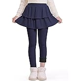 Auranso Girls Fleece Lined Leggings with Skirt Kids Winter Warm Tutu Pants 4-14 Years
