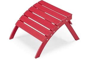BUPPLEE Folding Adirondack Ottoman for Adirondack Chair, HDPE All Weather Outdoor Footrest Poly Lumber Adirondack Footstool for Patio, Backyard, Garden, Easily Storage - Red