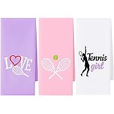 VitalCozy 3 Pcs Tennis Towel Cotton 30x14 Inch Embroidered Sports Towel Funny Tennis for Women Men Sports Player Fitness Accessories
