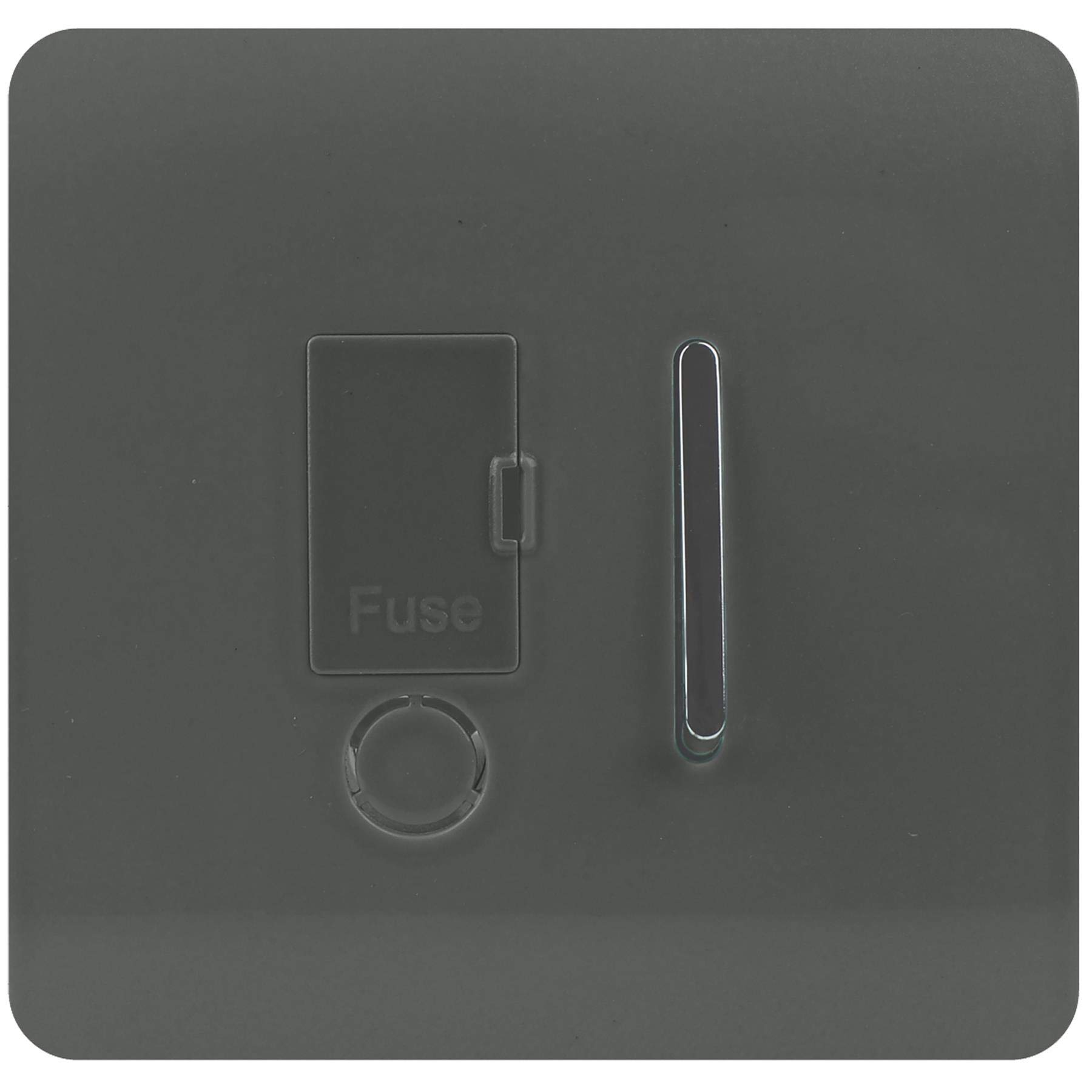 Trendi Switch Screwless Artistic Modern Glossy Tactile 230V Switched 13 A Single Fused Spur Connection Unit w/Flex Outlet Chrome Rocker in Charcoal Grey - ART-FSCH