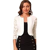 Allegra K Women's Shrug with Lace Sleeve Open Front Formal Jacket for Evening Dresses