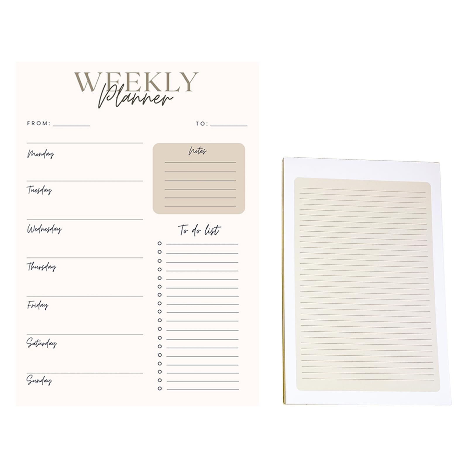 A4 A5 Size Weekly Planner Notepad Deskpad 50 Sheets Printed Tear Off Orginizer Notebook with Hard Back Note Pad (Opt 2 - A4 Planner with A5 Notepad)