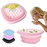 EBIGIC Face Bowl for Ice with Built-in IceTray,Collapsible Silicone Face Ice Bowl – Cold Plunge Therapy for Skin Tightening & Facial Treatment– Portable Spa Tool for Home & Travel（Pink) ﻿