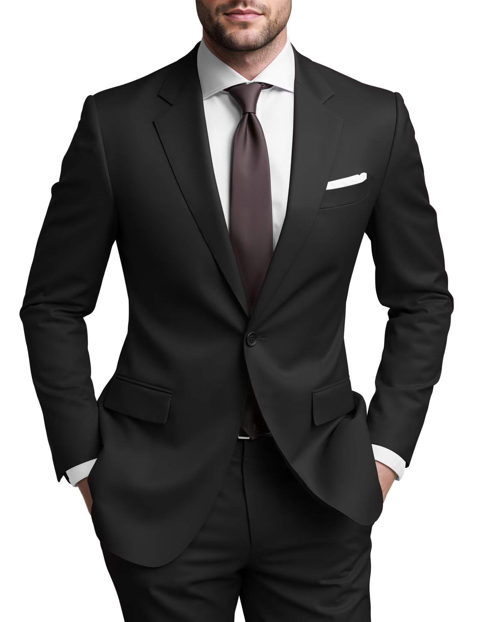 Photo 1 of SHUZHXLZANGY Mens Regular Fit Suits Formal Suits for Men 2 Piece Black Suit L