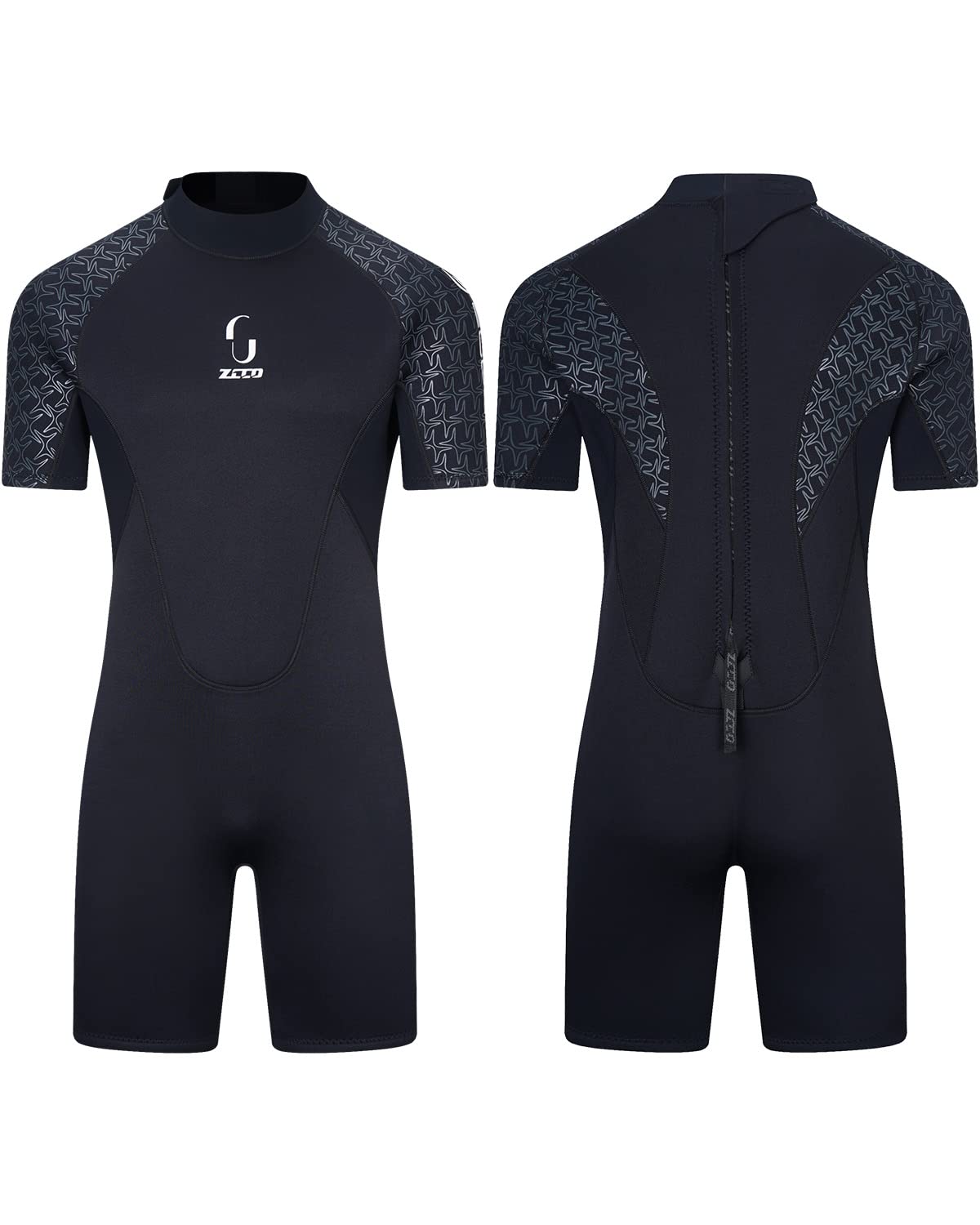 Photo 1 of Mens 3mm Shorty Wetsuit Womens Neoprene Full Body Diving Suit Back Zip Dive Skin for Diving Canoe Spearfishing Surfing Snorkeling Swimming Suits(Men Black L)