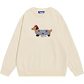 Aelfric Eden Cartoon Dog Sweater Casual Soft Baggy Knit Pullover Sweaters Long Sleeve Crewneck Tops 2024 Trendy Outfits