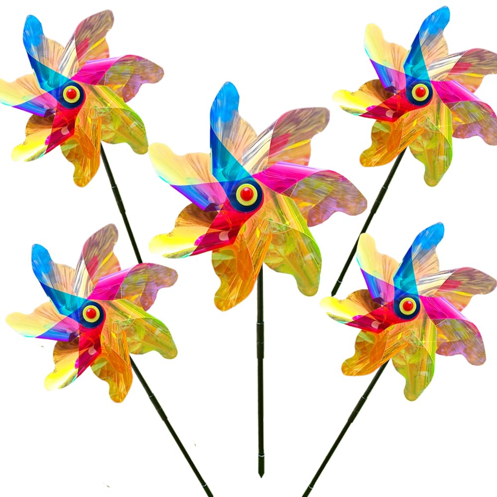 Bird Repellent Reflective Windmill,Sparkly Foil Windmills Reflective Birds Deterrent,Scare and frighten Birds,pigeons deterrent (A-5pcs) — image 1