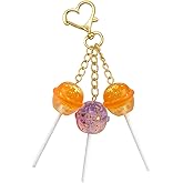 JWIGP Lollipop Inspired Keychain, Cute Layered Exquisite Pink Purple 3D Lollipops Fun Bag Charms Accessories For Holiday Gift