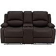 Camper Comfort 67" Wall Hugger Reclining | RV Theater Seats | Double Recliner RV Sofa & Console | RV Couch | RV Theater Seating | RV Furniture (Powered, Chocolate)