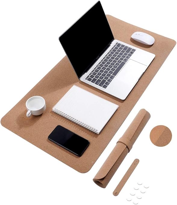 Amazon Plusgree デスクマット テーブルマット大判 80cm 40cm サスティナブル 天然素材 コルク おしゃれ 学習机 ゲーミング 滑り止め シール付き 保護 防音 防水 ベタつかない マウスパッド 事務 在宅 リモートワーク 大型 天然原色3 80cm 40cm デスクマット