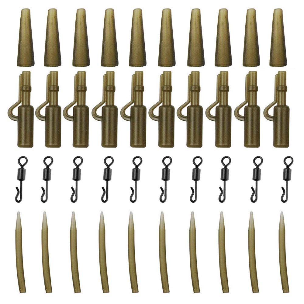 Shaddock 40pcs Carp Fishing with Anti Tangle Sleeves Rolling Quick Change Swivel Lead Clips And Pins Tail Rubber Tubes Carp Fishing Accessries Kit