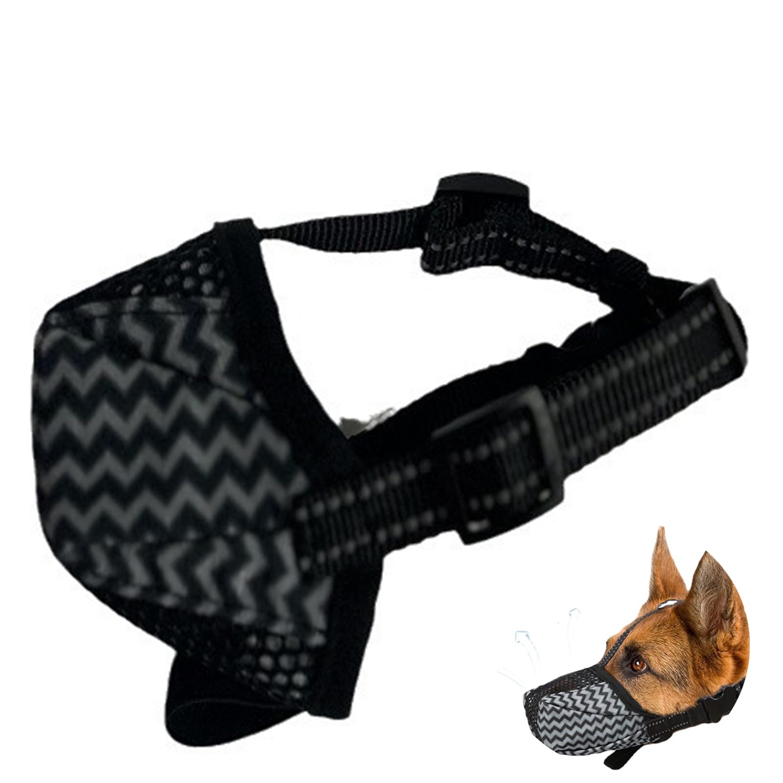 JLEivvi Dog Muzzle, Soft Mesh Muzzle for Medium Large Dogs with Adjustable Strap, to Anti & Prevent Biting Barking Chewing, Soft Basket Muzzle for German Shepherd Dog with Adjustable Strap(Grey-M） ﻿