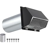 4 Inch Dryer Vent Cover Outside,Hooded Wall Vent with Screen and Damper,Exterior Dryer Exhaust Vent Cover Cap,Outdoor Dryer Vent for Bathroom Exhaust Fan,Laundry Air Exhaust,Galvanized Steel,Black