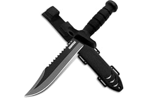 Dispatch Fixed Blade Hunting Knife with Sheath, 12-inch Survival Knives for Men Tactical Bowie Knife with Non-Slip Handle for Bushcraft, Outdoor Camping