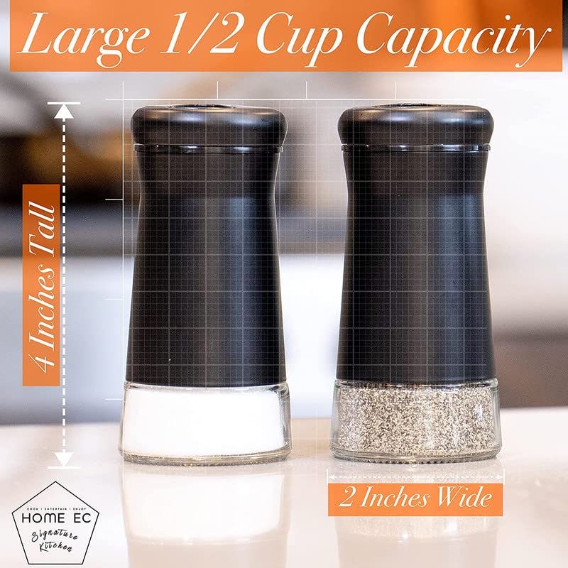 HOME EC Original Glass Salt and Pepper Shakers Set with Adjustable Pour