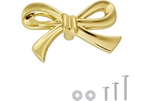 CEYMIO 8 Pack Brushed Gold Bow Dresser Knobs, Small Decorative Cabinet Drawer Pull Handles for Girls Bedroom and Nursery Room
