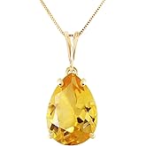 Galaxy Gold GG 14k Yellow Gold Necklace with Genuine 5 Carat Citrine Pendant