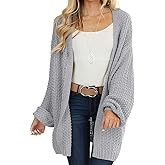 Maroway Womens Cardigan Solid Color Long Sleeve Open Front Chunky Knit Sweater Outwear