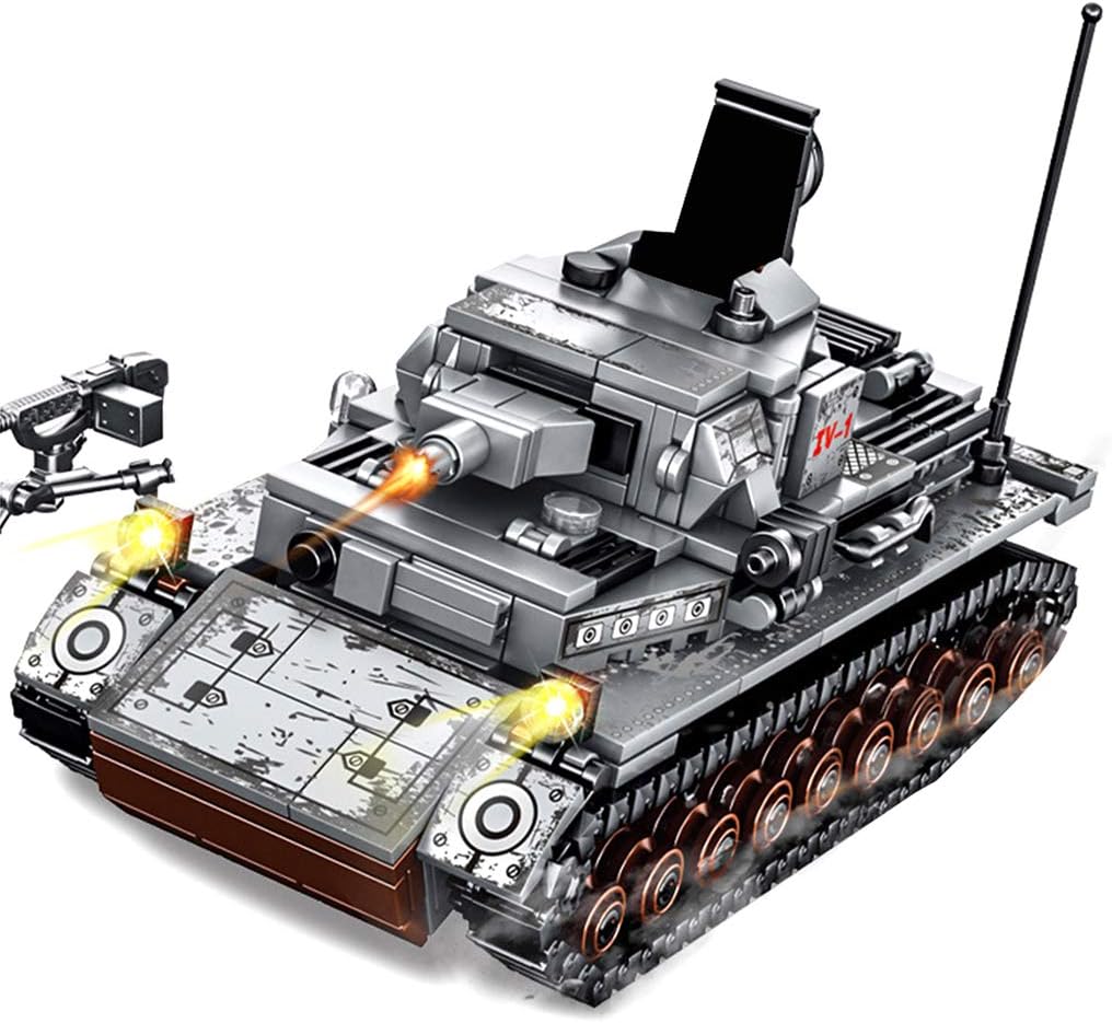 LMIITAM DIY German IV Tank Building Blocks Model, 596Pcs Military Tank Bricks Small Particles Tank