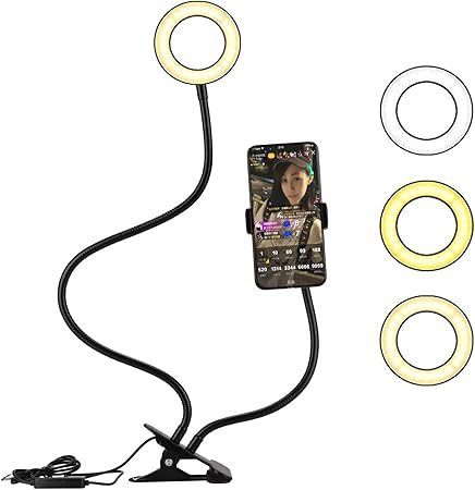 Amazon 21最新 Usb充電式 自撮り リングライト Jiguoor ライブledフィルライト クリップ式 自撮り ライト ランプホルダークリップ 自撮りスタンド ライトスタンド 補光 自撮りledライト Ledライト付 クリップ 携帯スタンド 高度調節可能 スマホ ホルダー