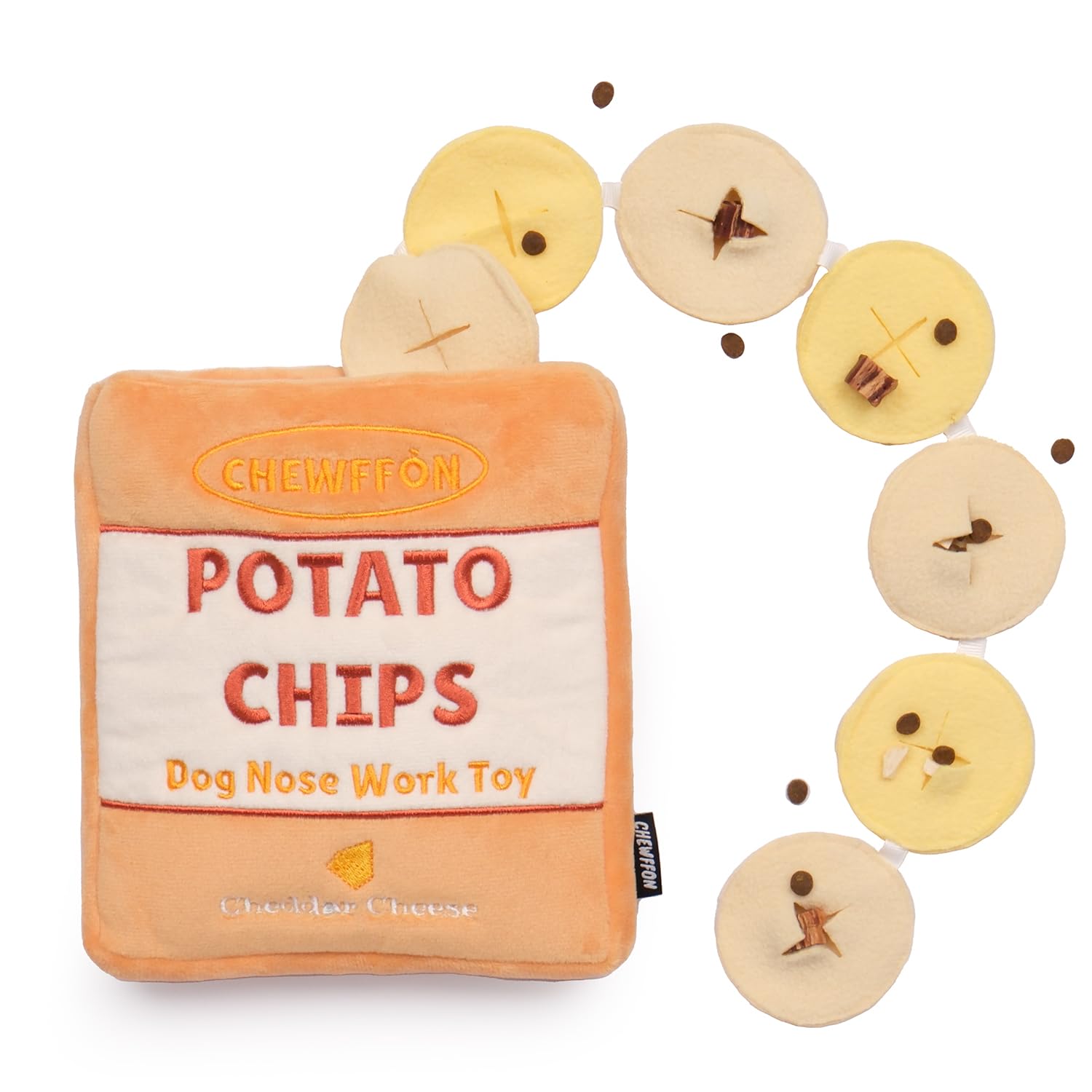 CHEWFFON Dog Toy, Dog Puzzle Snuffle Treat Dispensing Toys for Boredom, Durable Interactive Chew Toys, Hide and Seek Nose Work Puppy Toy for Small, Medium and Large Dogs (Potato Chips)