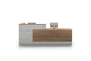 YTElantivo L-Shaped Reception Desk with Counter and Lockable Drawers and Storage,Modern Front Desk Reception Counter for Checkout, Lobby, Beauty Salon (Glacial Grey_A, Right_87*24 * 41IN)